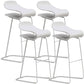 Nordic Simple Low Back Barstool Indoor Iron Tall Stool with Plastic Seat White 4 Piece Set Bar Stool(30"H) Clearhalo 'Bar Furniture' 'Bar Stools' 'bar_stools' 'furn' 'furn_bar_stools' 'furniture_bar_stools' 'Kitchen & Dining Furniture' 'kitchen&dining_furn' 'kitchen' 'kitchen_furn' Furniture' 4599307