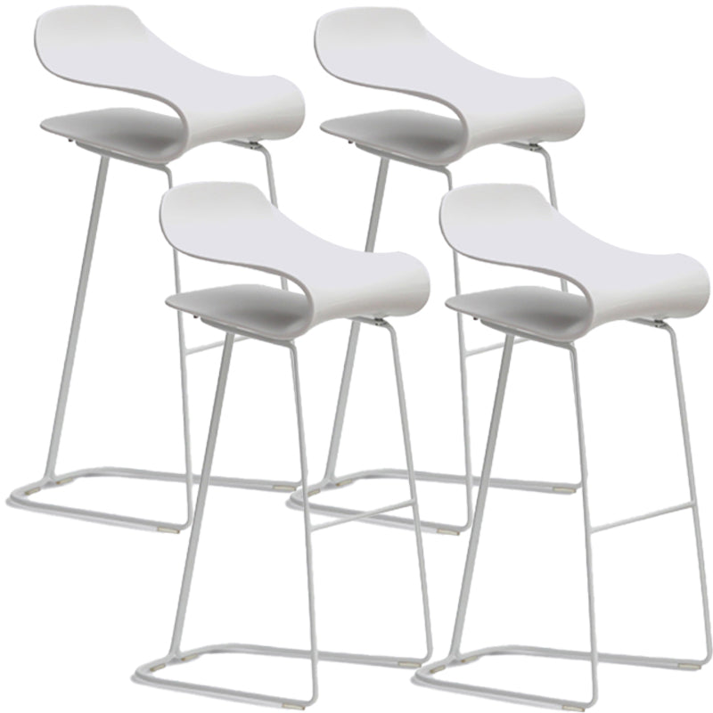 Nordic Simple Low Back Barstool Indoor Iron Tall Stool with Plastic Seat White 4 Piece Set Bar Stool(30"H) Clearhalo 'Bar Furniture' 'Bar Stools' 'bar_stools' 'furn' 'furn_bar_stools' 'furniture_bar_stools' 'Kitchen & Dining Furniture' 'kitchen&dining_furn' 'kitchen' 'kitchen_furn' Furniture' 4599307
