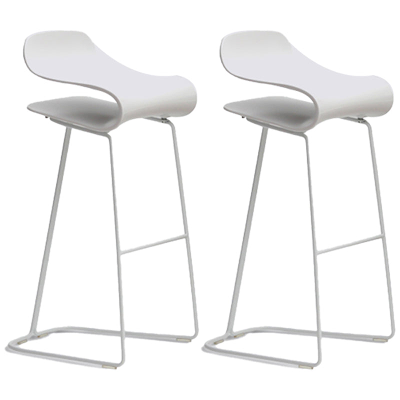 Nordic Simple Low Back Barstool Indoor Iron Tall Stool with Plastic Seat White 2 Piece Set Bar Stool(30"H) Clearhalo 'Bar Furniture' 'Bar Stools' 'bar_stools' 'furn' 'furn_bar_stools' 'furniture_bar_stools' 'Kitchen & Dining Furniture' 'kitchen&dining_furn' 'kitchen' 'kitchen_furn' Furniture' 4599309