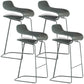 Nordic Simple Low Back Barstool Indoor Iron Tall Stool with Plastic Seat Green 4 Piece Set Counter Stool(26"H) Clearhalo 'Bar Furniture' 'Bar Stools' 'bar_stools' 'furn' 'furn_bar_stools' 'furniture_bar_stools' 'Kitchen & Dining Furniture' 'kitchen&dining_furn' 'kitchen' 'kitchen_furn' Furniture' 4599310