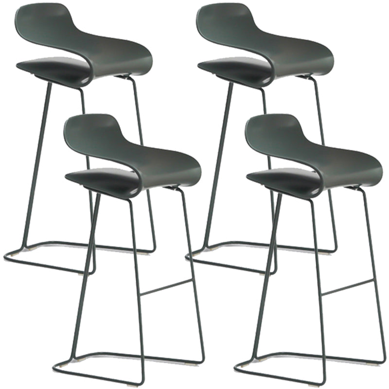 Nordic Simple Low Back Barstool Indoor Iron Tall Stool with Plastic Seat Green 4 Piece Set Bar Stool(30"H) Clearhalo 'Bar Furniture' 'Bar Stools' 'bar_stools' 'furn' 'furn_bar_stools' 'furniture_bar_stools' 'Kitchen & Dining Furniture' 'kitchen&dining_furn' 'kitchen' 'kitchen_furn' Furniture' 4599313