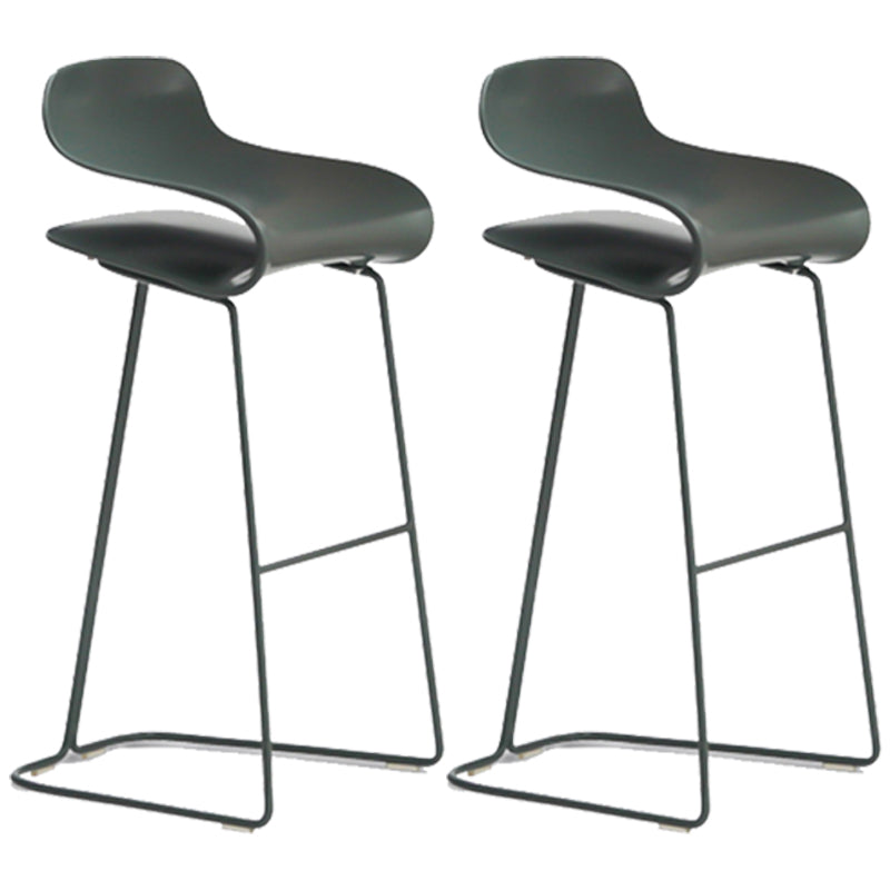 Nordic Simple Low Back Barstool Indoor Iron Tall Stool with Plastic Seat Green 2 Piece Set Bar Stool(30"H) Clearhalo 'Bar Furniture' 'Bar Stools' 'bar_stools' 'furn' 'furn_bar_stools' 'furniture_bar_stools' 'Kitchen & Dining Furniture' 'kitchen&dining_furn' 'kitchen' 'kitchen_furn' Furniture' 4599315