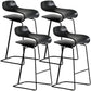 Nordic Simple Low Back Barstool Indoor Iron Tall Stool with Plastic Seat Black 4 Piece Set Counter Stool(26"H) Clearhalo 'Bar Furniture' 'Bar Stools' 'bar_stools' 'furn' 'furn_bar_stools' 'furniture_bar_stools' 'Kitchen & Dining Furniture' 'kitchen&dining_furn' 'kitchen' 'kitchen_furn' Furniture' 4599316
