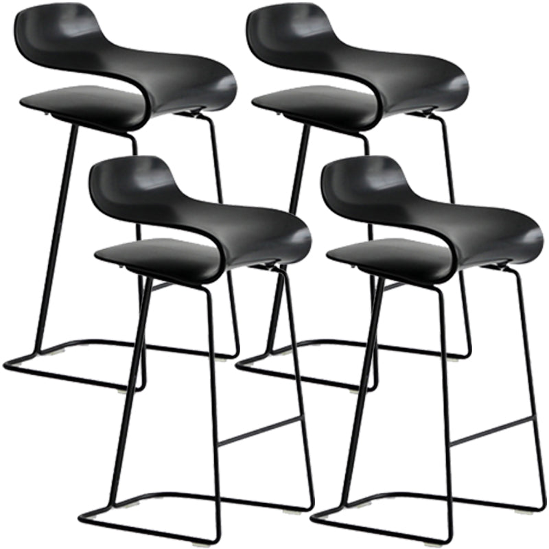 Nordic Simple Low Back Barstool Indoor Iron Tall Stool with Plastic Seat Black 4 Piece Set Counter Stool(26"H) Clearhalo 'Bar Furniture' 'Bar Stools' 'bar_stools' 'furn' 'furn_bar_stools' 'furniture_bar_stools' 'Kitchen & Dining Furniture' 'kitchen&dining_furn' 'kitchen' 'kitchen_furn' Furniture' 4599316