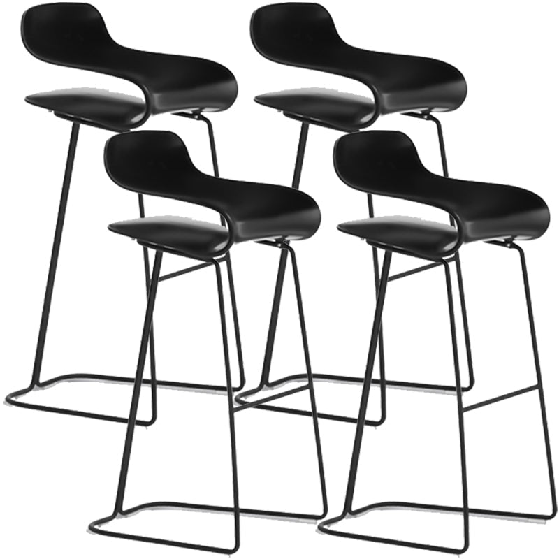Nordic Simple Low Back Barstool Indoor Iron Tall Stool with Plastic Seat Black 4 Piece Set Bar Stool(30"H) Clearhalo 'Bar Furniture' 'Bar Stools' 'bar_stools' 'furn' 'furn_bar_stools' 'furniture_bar_stools' 'Kitchen & Dining Furniture' 'kitchen&dining_furn' 'kitchen' 'kitchen_furn' Furniture' 4599319