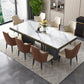 Glam 1/4/6/7/9 Pieces Dining Set Rectangle Stone Dining Table Furniture for Dining Room 9 Pieces: White Table, 8 Beige Chairs Clearhalo 'Dining Room Sets' 'Dining Tables & Seating' 'dining_room_set' 'furn' 'furn_dining_room_set' 'Furniture' 'furniture_dining_room_set' 'Kitchen & Dining Furniture' 'kitchen&dining_furn' 'kitchen' 4599324