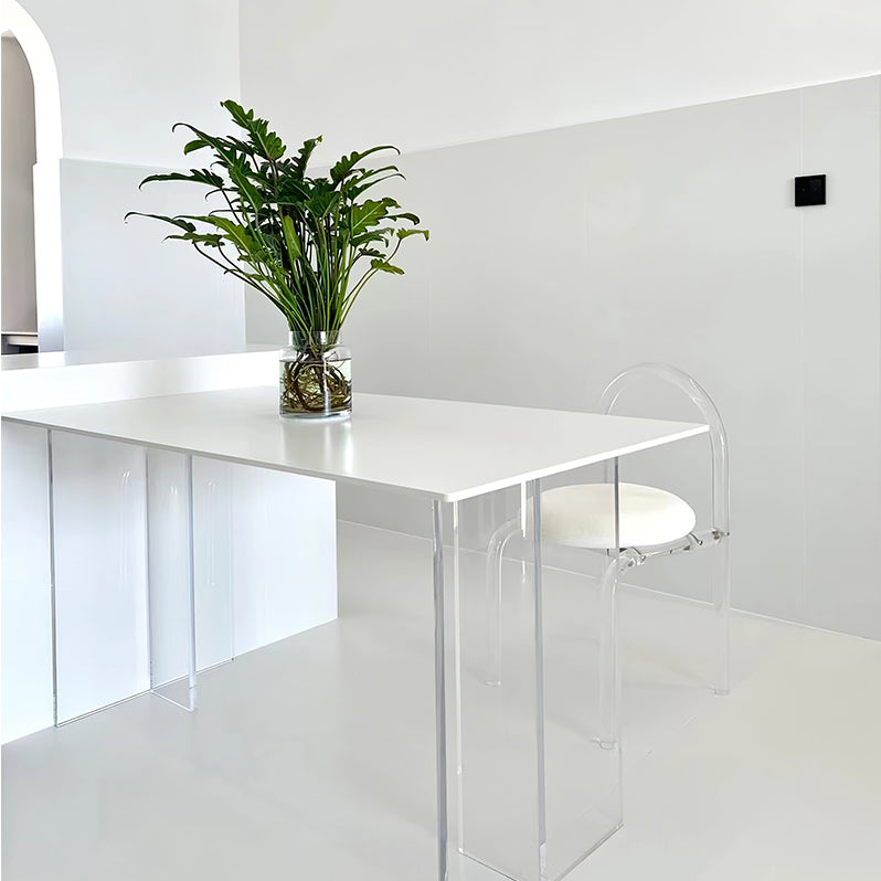 Modern 1/2/4 Pieces Dining Set Rectangle Acrylic Dining Table for Dining Room 2 Pieces: White Table, 1 Chair Clearhalo 'Dining Room Sets' 'Dining Tables & Seating' 'dining_room_set' 'furn' 'furn_dining_room_set' 'Furniture' 'furniture_dining_room_set' 'Kitchen & Dining Furniture' 'kitchen&dining_furn' 'kitchen' 4599355