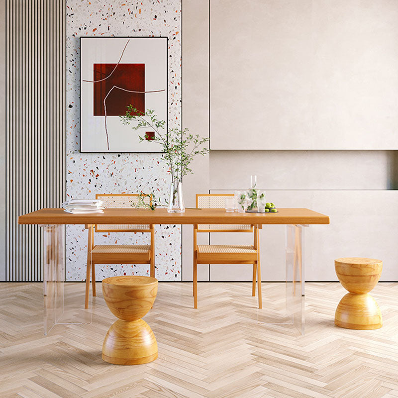 Modern Rectangular Dining Set Solid Wood and Acrylic 1/2/5 Pieces Natural Table and Chairs Clearhalo 'Dining Room Sets' 'Dining Tables & Seating' 'dining_room_set' 'furn' 'furn_dining_room_set' 'Furniture' 'furniture_dining_room_set' 'Kitchen & Dining Furniture' 'kitchen&dining_furn' 'kitchen' 4599372