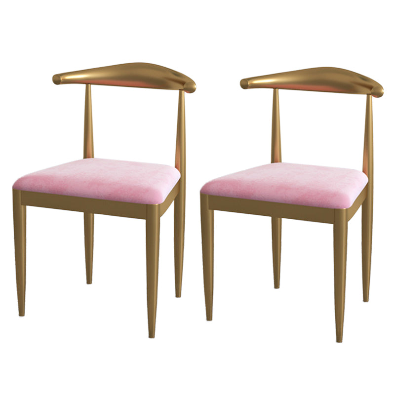 Glam Style 1/2/5 Pieces Kitchen Set White-gold Table Dining Set for Dining Room 2 Pink Chairs Clearhalo 'Dining Room Sets' 'Dining Tables & Seating' 'dining_room_set' 'furn' 'furn_dining_room_set' 'Furniture' 'furniture_dining_room_set' 'Kitchen & Dining Furniture' 'kitchen&dining_furn' 'kitchen' 4599418