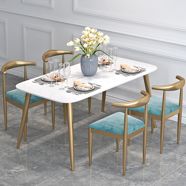 Glam Style 1/2/5 Pieces Kitchen Set White-gold Table Dining Set for Dining Room Clearhalo 'Dining Room Sets' 'Dining Tables & Seating' 'dining_room_set' 'furn' 'furn_dining_room_set' 'Furniture' 'furniture_dining_room_set' 'Kitchen & Dining Furniture' 'kitchen&dining_furn' 'kitchen' 4599425