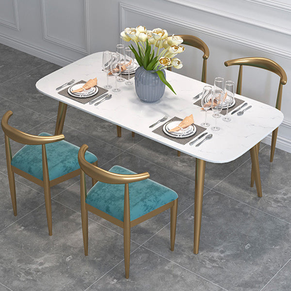 Glam Style 1/2/5 Pieces Kitchen Set White-gold Table Dining Set for Dining Room Clearhalo 'Dining Room Sets' 'Dining Tables & Seating' 'dining_room_set' 'furn' 'furn_dining_room_set' 'Furniture' 'furniture_dining_room_set' 'Kitchen & Dining Furniture' 'kitchen&dining_furn' 'kitchen' 4599427