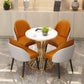 Glam Style 1/2/3/4/5 Pieces Gold Base Dining Set Stone Top Kitchen Set for Dining Room 5 Pieces: White Table, 4 Orange Chairs Clearhalo 'Dining Room Sets' 'Dining Tables & Seating' 'dining_room_set' 'furn' 'furn_dining_room_set' 'Furniture' 'furniture_dining_room_set' 'Kitchen & Dining Furniture' 'kitchen&dining_furn' 'kitchen' 4599451