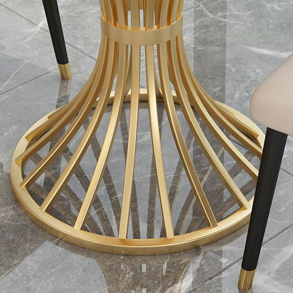 Glam Style 1/2/3/4/5 Pieces Gold Base Dining Set Stone Top Kitchen Set for Dining Room Clearhalo 'Dining Room Sets' 'Dining Tables & Seating' 'dining_room_set' 'furn' 'furn_dining_room_set' 'Furniture' 'furniture_dining_room_set' 'Kitchen & Dining Furniture' 'kitchen&dining_furn' 'kitchen' 4599461