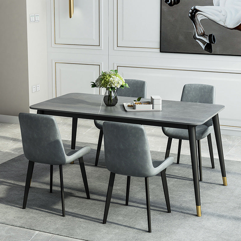 Simple Style 1/5/7 Pieces Dining Set Gray Stone Top Table Kitchen Set for Dining Room Clearhalo 'Dining Room Sets' 'Dining Tables & Seating' 'dining_room_set' 'furn' 'furn_dining_room_set' 'Furniture' 'furniture_dining_room_set' 'Kitchen & Dining Furniture' 'kitchen&dining_furn' 'kitchen' 4599469