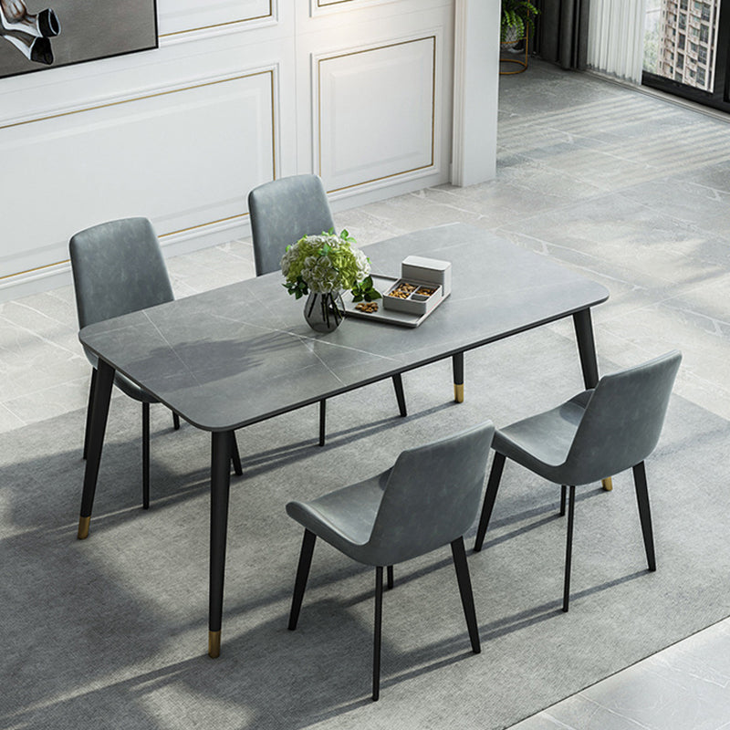 Simple Style 1/5/7 Pieces Dining Set Gray Stone Top Table Kitchen Set for Dining Room 5 Pieces: Table, 4 Chairs Clearhalo 'Dining Room Sets' 'Dining Tables & Seating' 'dining_room_set' 'furn' 'furn_dining_room_set' 'Furniture' 'furniture_dining_room_set' 'Kitchen & Dining Furniture' 'kitchen&dining_furn' 'kitchen' 4599470