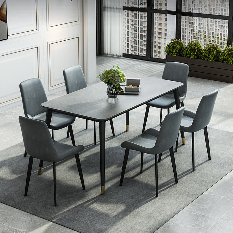 Simple Style 1/5/7 Pieces Dining Set Gray Stone Top Table Kitchen Set for Dining Room Clearhalo 'Dining Room Sets' 'Dining Tables & Seating' 'dining_room_set' 'furn' 'furn_dining_room_set' 'Furniture' 'furniture_dining_room_set' 'Kitchen & Dining Furniture' 'kitchen&dining_furn' 'kitchen' 4599476