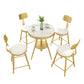 Glam 1/2/3/4/5 Pieces White-gold Dining Table Set with Stone Top Round Dinette Set 5 Pieces: Table, 4 Chairs Clearhalo 'Dining Room Sets' 'Dining Tables & Seating' 'dining_room_set' 'furn' 'furn_dining_room_set' 'Furniture' 'furniture_dining_room_set' 'Kitchen & Dining Furniture' 'kitchen&dining_furn' 'kitchen' 4599485