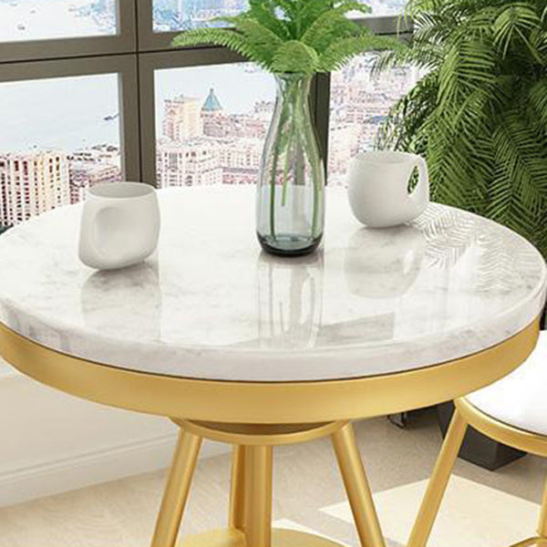 Glam 1/2/3/4/5 Pieces White-gold Dining Table Set with Stone Top Round Dinette Set Clearhalo 'Dining Room Sets' 'Dining Tables & Seating' 'dining_room_set' 'furn' 'furn_dining_room_set' 'Furniture' 'furniture_dining_room_set' 'Kitchen & Dining Furniture' 'kitchen&dining_furn' 'kitchen' 4599491