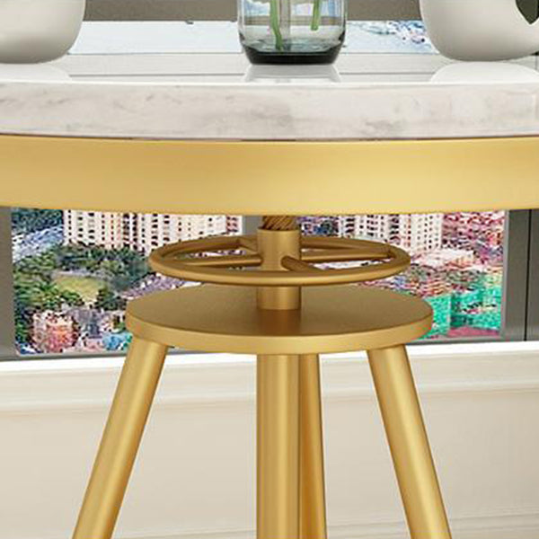 Glam 1/2/3/4/5 Pieces White-gold Dining Table Set with Stone Top Round Dinette Set Clearhalo 'Dining Room Sets' 'Dining Tables & Seating' 'dining_room_set' 'furn' 'furn_dining_room_set' 'Furniture' 'furniture_dining_room_set' 'Kitchen & Dining Furniture' 'kitchen&dining_furn' 'kitchen' 4599492