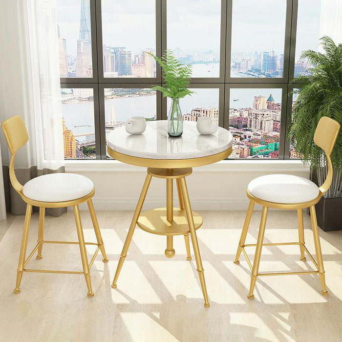 Glam 1/2/3/4/5 Pieces White-gold Dining Table Set with Stone Top Round Dinette Set Clearhalo 'Dining Room Sets' 'Dining Tables & Seating' 'dining_room_set' 'furn' 'furn_dining_room_set' 'Furniture' 'furniture_dining_room_set' 'Kitchen & Dining Furniture' 'kitchen&dining_furn' 'kitchen' 4599495