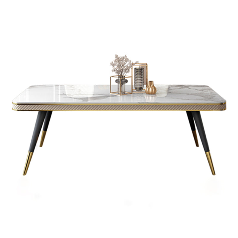 Glam 1/4/5/7 Pieces White Dining Table Set with Sintered Stone Top Rectangle Dinette Set Clearhalo 'Dining Room Sets' 'Dining Tables & Seating' 'dining_room_set' 'furn' 'furn_dining_room_set' 'Furniture' 'furniture_dining_room_set' 'Kitchen & Dining Furniture' 'kitchen&dining_furn' 'kitchen' 4599505