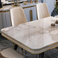 Glam 1/4/5/7 Pieces White Dining Table Set with Sintered Stone Top Rectangle Dinette Set Clearhalo 'Dining Room Sets' 'Dining Tables & Seating' 'dining_room_set' 'furn' 'furn_dining_room_set' 'Furniture' 'furniture_dining_room_set' 'Kitchen & Dining Furniture' 'kitchen&dining_furn' 'kitchen' 4599506