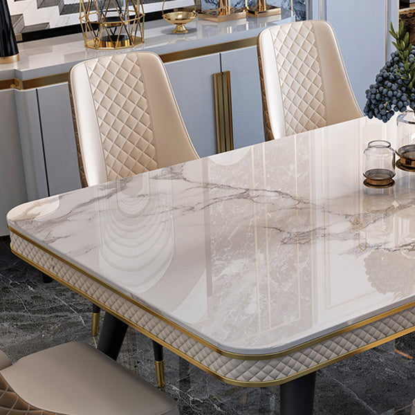 Glam 1/4/5/7 Pieces White Dining Table Set with Sintered Stone Top Rectangle Dinette Set Clearhalo 'Dining Room Sets' 'Dining Tables & Seating' 'dining_room_set' 'furn' 'furn_dining_room_set' 'Furniture' 'furniture_dining_room_set' 'Kitchen & Dining Furniture' 'kitchen&dining_furn' 'kitchen' 4599506