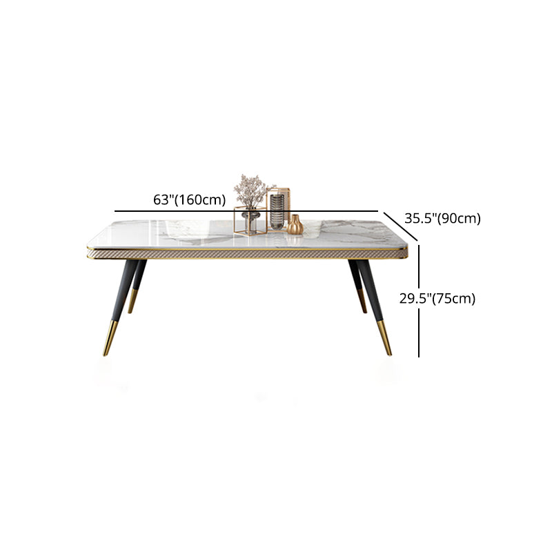 Glam 1/4/5/7 Pieces White Dining Table Set with Sintered Stone Top Rectangle Dinette Set Clearhalo 'Dining Room Sets' 'Dining Tables & Seating' 'dining_room_set' 'furn' 'furn_dining_room_set' 'Furniture' 'furniture_dining_room_set' 'Kitchen & Dining Furniture' 'kitchen&dining_furn' 'kitchen' 4599512