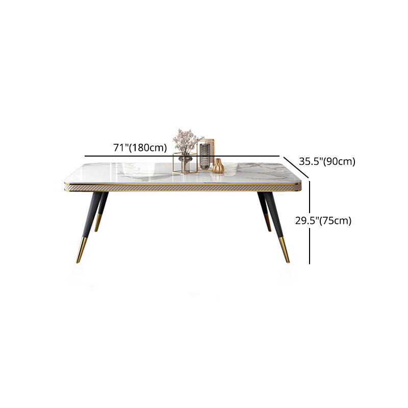 Glam 1/4/5/7 Pieces White Dining Table Set with Sintered Stone Top Rectangle Dinette Set Clearhalo 'Dining Room Sets' 'Dining Tables & Seating' 'dining_room_set' 'furn' 'furn_dining_room_set' 'Furniture' 'furniture_dining_room_set' 'Kitchen & Dining Furniture' 'kitchen&dining_furn' 'kitchen' 4599513