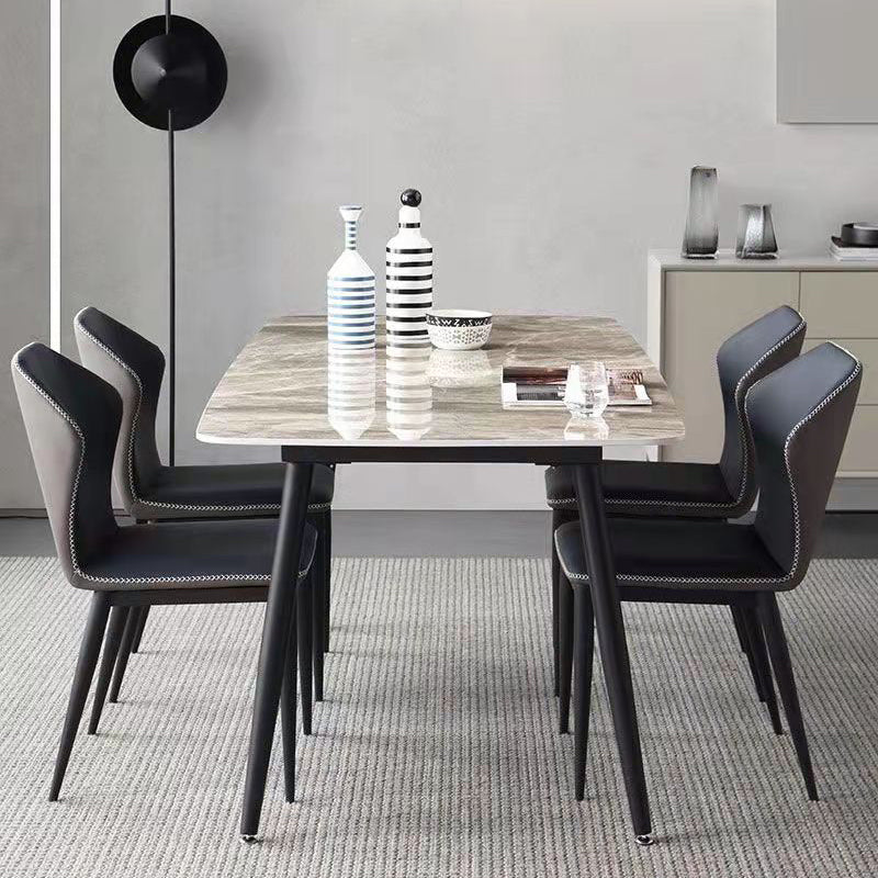 Modern 1/2/5/7 Pieces Dining Table Set with Sintered Stone Top Gery Rectangle Dinette Set Clearhalo 'Dining Room Sets' 'Dining Tables & Seating' 'dining_room_set' 'furn' 'furn_dining_room_set' 'Furniture' 'furniture_dining_room_set' 'Kitchen & Dining Furniture' 'kitchen&dining_furn' 'kitchen' 4599522
