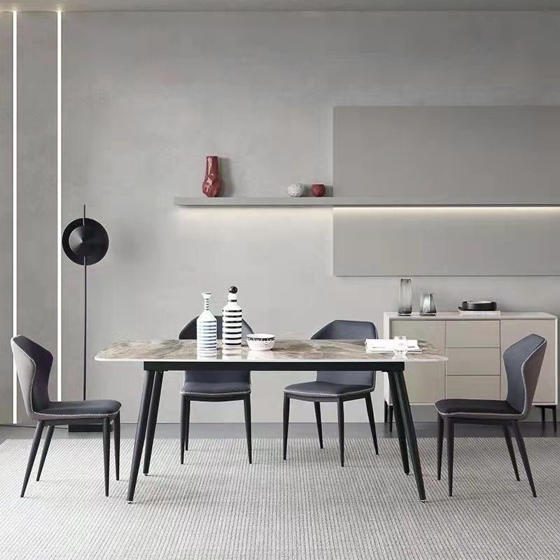 Modern 1/2/5/7 Pieces Dining Table Set with Sintered Stone Top Gery Rectangle Dinette Set Clearhalo 'Dining Room Sets' 'Dining Tables & Seating' 'dining_room_set' 'furn' 'furn_dining_room_set' 'Furniture' 'furniture_dining_room_set' 'Kitchen & Dining Furniture' 'kitchen&dining_furn' 'kitchen' 4599527