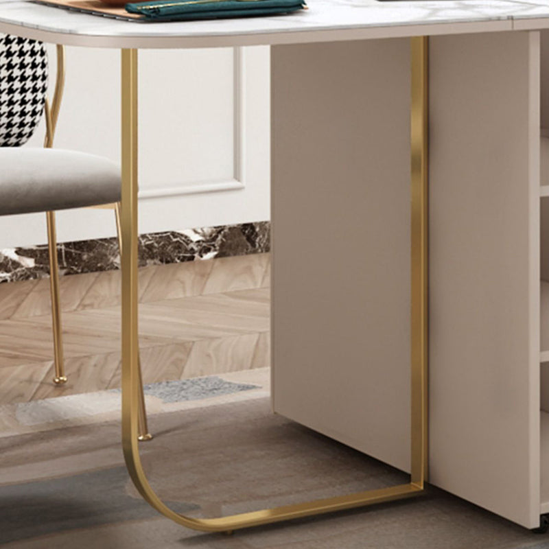 Modern 1/2/3/5 Pieces White Dining Table Set with Sintered Stone Top Foldable Dinette Set Clearhalo 'Dining Room Sets' 'Dining Tables & Seating' 'dining_room_set' 'Furniture' 'furniture_dining_room_set' 'Kitchen & Dining Furniture' 'kitchen&dining_furn' 'kitchen' 4599542