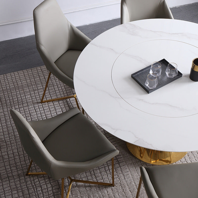 Glam 1/3/4/7 Pieces Dining Table Set with Sintered Stone Top Stainless Steel Dinette Set Clearhalo 'Dining Room Sets' 'Dining Tables & Seating' 'dining_room_set' 'furn' 'furn_dining_room_set' 'Furniture' 'furniture_dining_room_set' 'Kitchen & Dining Furniture' 'kitchen&dining_furn' 'kitchen' 4599570