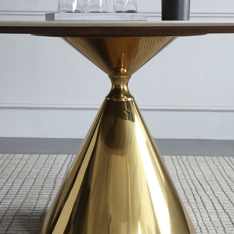 Glam 1/3/4/7 Pieces Dining Table Set with Sintered Stone Top Stainless Steel Dinette Set Clearhalo 'Dining Room Sets' 'Dining Tables & Seating' 'dining_room_set' 'furn' 'furn_dining_room_set' 'Furniture' 'furniture_dining_room_set' 'Kitchen & Dining Furniture' 'kitchen&dining_furn' 'kitchen' 4599574