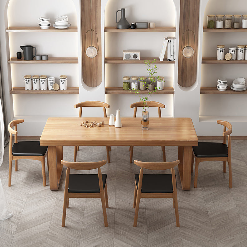 Modern 1/4/7 Pieces Rectangle Dining Table Set Simple Pine Wood Dinette Set Clearhalo 'Dining Room Sets' 'Dining Tables & Seating' 'dining_room_set' 'furn' 'furn_dining_room_set' 'Furniture' 'furniture_dining_room_set' 'Kitchen & Dining Furniture' 'kitchen&dining_furn' 'kitchen' 4599585