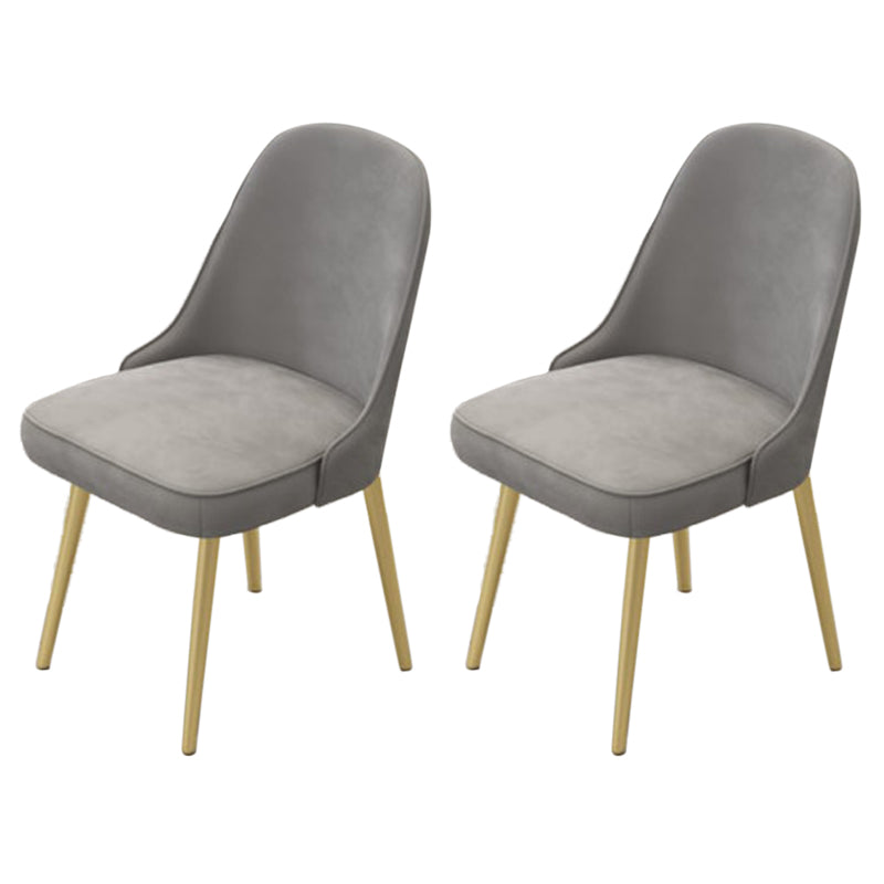 Glam Style 1/2/5 Pieces Dining Set White-gold Table Kitchen Set for Dining Room 2 Grey Chairs Clearhalo 'Dining Room Sets' 'Dining Tables & Seating' 'dining_room_set' 'furn' 'furn_dining_room_set' 'Furniture' 'furniture_dining_room_set' 'Kitchen & Dining Furniture' 'kitchen&dining_furn' 'kitchen' 4599641