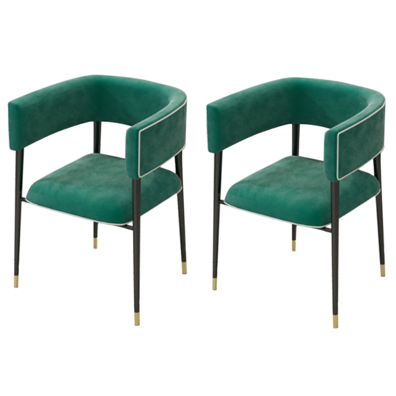 Glam Style 1/2/5 Pieces Dining Set White-gold Table Kitchen Set for Dining Room 2 Green Chairs Clearhalo 'Dining Room Sets' 'Dining Tables & Seating' 'dining_room_set' 'furn' 'furn_dining_room_set' 'Furniture' 'furniture_dining_room_set' 'Kitchen & Dining Furniture' 'kitchen&dining_furn' 'kitchen' 4599644