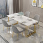 Glam Style 1/2/5 Pieces Dining Set White-gold Table Kitchen Set for Dining Room Clearhalo 'Dining Room Sets' 'Dining Tables & Seating' 'dining_room_set' 'furn' 'furn_dining_room_set' 'Furniture' 'furniture_dining_room_set' 'Kitchen & Dining Furniture' 'kitchen&dining_furn' 'kitchen' 4599645