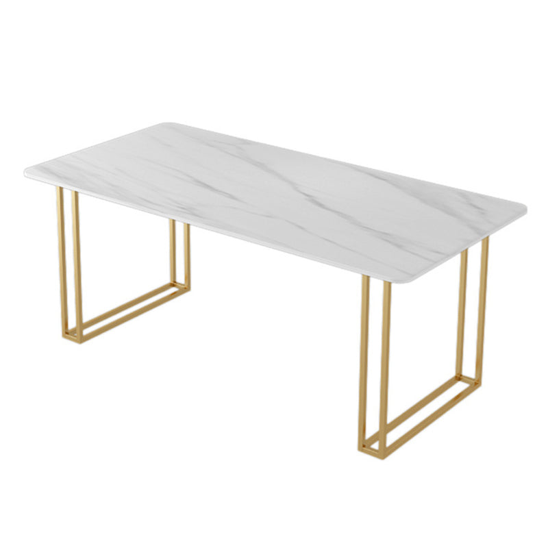 Glam Style 1/2/5 Pieces Dining Set White-gold Table Kitchen Set for Dining Room White 70.9"L x 35.4"W Clearhalo 'Dining Room Sets' 'Dining Tables & Seating' 'dining_room_set' 'furn' 'furn_dining_room_set' 'Furniture' 'furniture_dining_room_set' 'Kitchen & Dining Furniture' 'kitchen&dining_furn' 'kitchen' 4599647