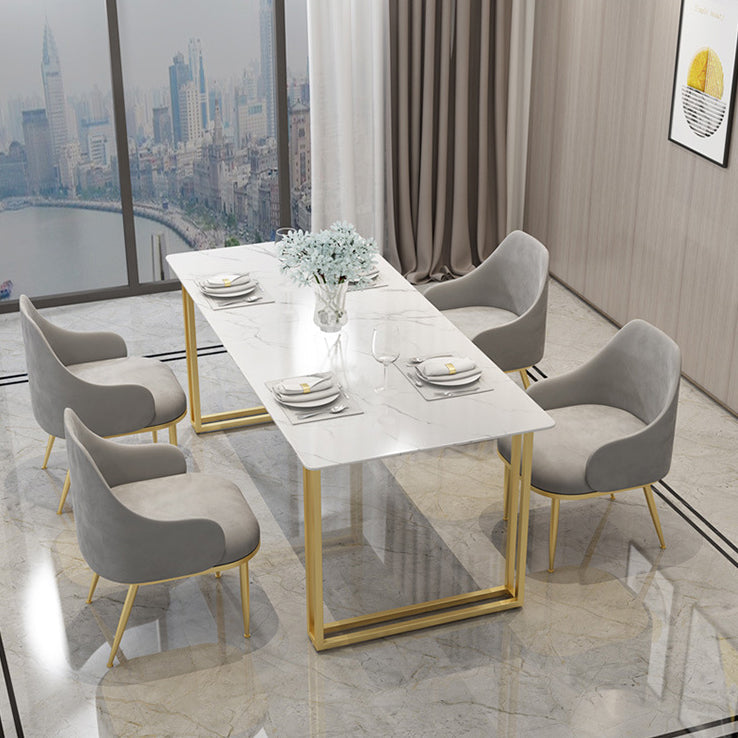 Glam Style 1/2/5 Pieces Dining Set White-gold Table Kitchen Set for Dining Room Clearhalo 'Dining Room Sets' 'Dining Tables & Seating' 'dining_room_set' 'furn' 'furn_dining_room_set' 'Furniture' 'furniture_dining_room_set' 'Kitchen & Dining Furniture' 'kitchen&dining_furn' 'kitchen' 4599653