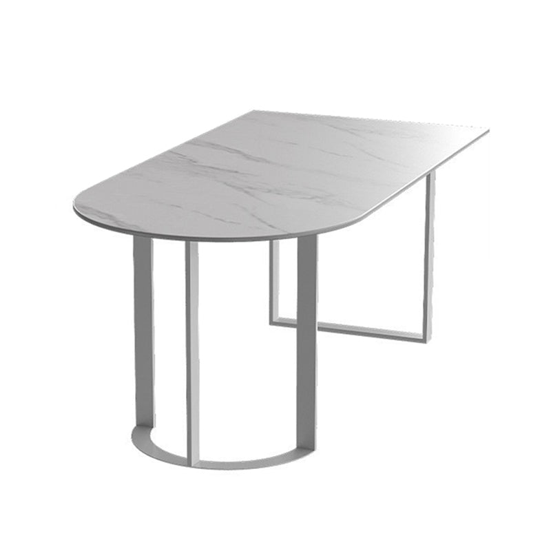 Stone Top Dining Table Traditional Luxury Dining Table with Sled Base White Without Chairs Clearhalo ' dining_table' 'Dining Tables & Seating' 'Dining Tables' 'furn' 'furn_dining_table' 'Furniture' 'furniture_dining_table' 'Kitchen & Dining Furniture' 'kitchen&dining_furn' 'kitchen' 'kitchen_dining_table' 4599668