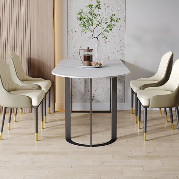 Stone Top Dining Table Traditional Luxury Dining Table with Sled Base Clearhalo ' dining_table' 'Dining Tables & Seating' 'Dining Tables' 'furn' 'furn_dining_table' 'Furniture' 'furniture_dining_table' 'Kitchen & Dining Furniture' 'kitchen&dining_furn' 'kitchen' 'kitchen_dining_table' 4599674