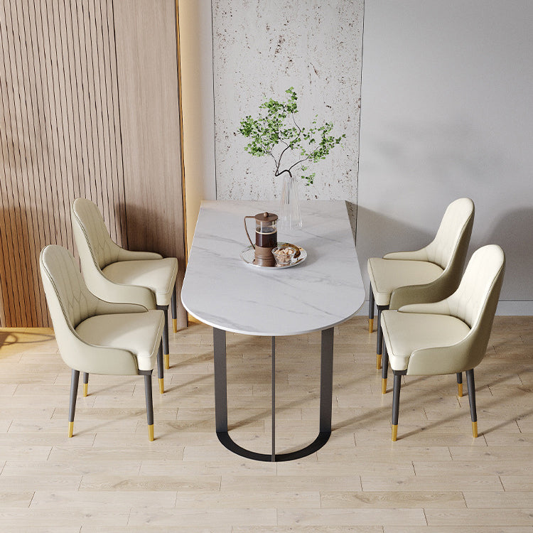 Stone Top Dining Table Traditional Luxury Dining Table with Sled Base Clearhalo ' dining_table' 'Dining Tables & Seating' 'Dining Tables' 'furn' 'furn_dining_table' 'Furniture' 'furniture_dining_table' 'Kitchen & Dining Furniture' 'kitchen&dining_furn' 'kitchen' 'kitchen_dining_table' 4599677