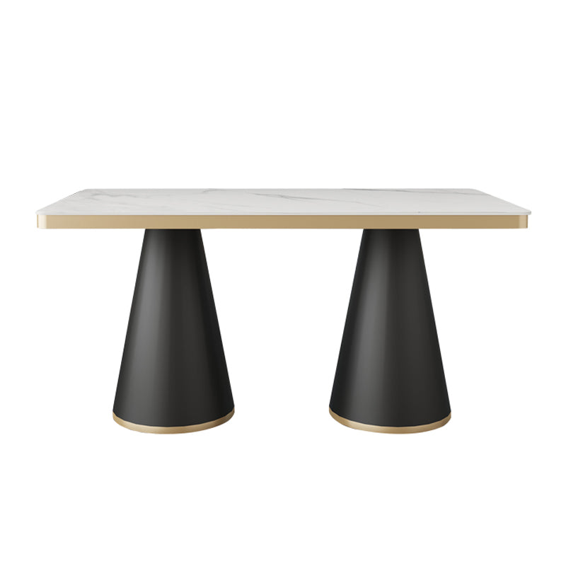 Sintered Stone Top Dining Table Traditional Luxury Dining Table with Metal Frame Rectangle 55.1"L x 31.5"W x 29.5"H Without Chairs Clearhalo ' dining_table' 'Dining Tables & Seating' 'Dining Tables' 'furn' 'furn_dining_table' 'Furniture' 'furniture_dining_table' 'Kitchen & Dining Furniture' 'kitchen&dining_furn' 'kitchen' 'kitchen_dining_table' 4599687
