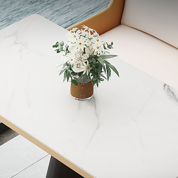 Sintered Stone Top Dining Table Traditional Luxury Dining Table with Metal Frame Clearhalo ' dining_table' 'Dining Tables & Seating' 'Dining Tables' 'furn' 'furn_dining_table' 'Furniture' 'furniture_dining_table' 'Kitchen & Dining Furniture' 'kitchen&dining_furn' 'kitchen' 'kitchen_dining_table' 4599688