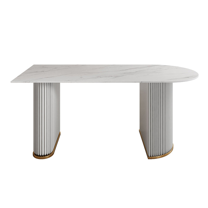 Double Pedestal Dinner Table Traditional Luxury Dining Site Table for Home White Without Chairs Clearhalo ' dining_table' 'Dining Tables & Seating' 'Dining Tables' 'furn' 'furn_dining_table' 'Furniture' 'furniture_dining_table' 'Kitchen & Dining Furniture' 'kitchen&dining_furn' 'kitchen' 'kitchen_dining_table' 4599707