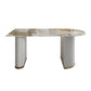 Double Pedestal Dinner Table Traditional Luxury Dining Site Table for Home Pandora & Gold 63"L x 31.5"W x 29.5"H Without Chairs Clearhalo ' dining_table' 'Dining Tables & Seating' 'Dining Tables' 'furn' 'furn_dining_table' 'Furniture' 'furniture_dining_table' 'Kitchen & Dining Furniture' 'kitchen&dining_furn' 'kitchen' 'kitchen_dining_table' 4599712