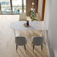 Contemporary Stone Dinner Table Double Pedestal Dining Room Table for Home White 70.9"L x 35.4"W x 29.5"H Without Chairs Clearhalo ' dining_table' 'Dining Tables & Seating' 'Dining Tables' 'furn' 'furn_dining_table' 'Furniture' 'furniture_dining_table' 'Kitchen & Dining Furniture' 'kitchen&dining_furn' 'kitchen' 'kitchen_dining_table' 4599727