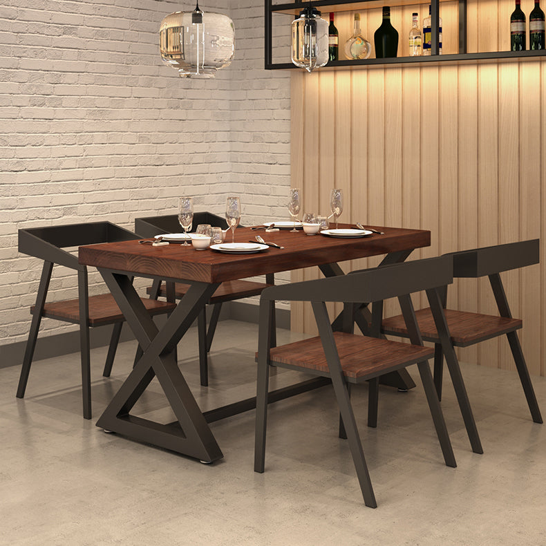 Industrial Pine Wood Table for Restaurant Rectangle Dining Table with Trestle Base 47.2"L x 27.6"W x 29.5"H Without Chairs Clearhalo ' dining_table' 'Dining Tables & Seating' 'Dining Tables' 'furn' 'furn_dining_table' 'Furniture' 'furniture_dining_table' 'Kitchen & Dining Furniture' 'kitchen&dining_furn' 'kitchen' 'kitchen_dining_table' 4599744