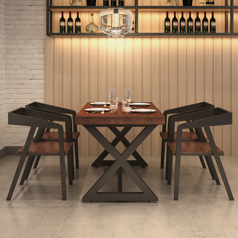 Industrial Pine Wood Table for Restaurant Rectangle Dining Table with Trestle Base 47.2"L x 23.6"W x 29.5"H Without Chairs Clearhalo ' dining_table' 'Dining Tables & Seating' 'Dining Tables' 'furn' 'furn_dining_table' 'Furniture' 'furniture_dining_table' 'Kitchen & Dining Furniture' 'kitchen&dining_furn' 'kitchen' 'kitchen_dining_table' 4599745